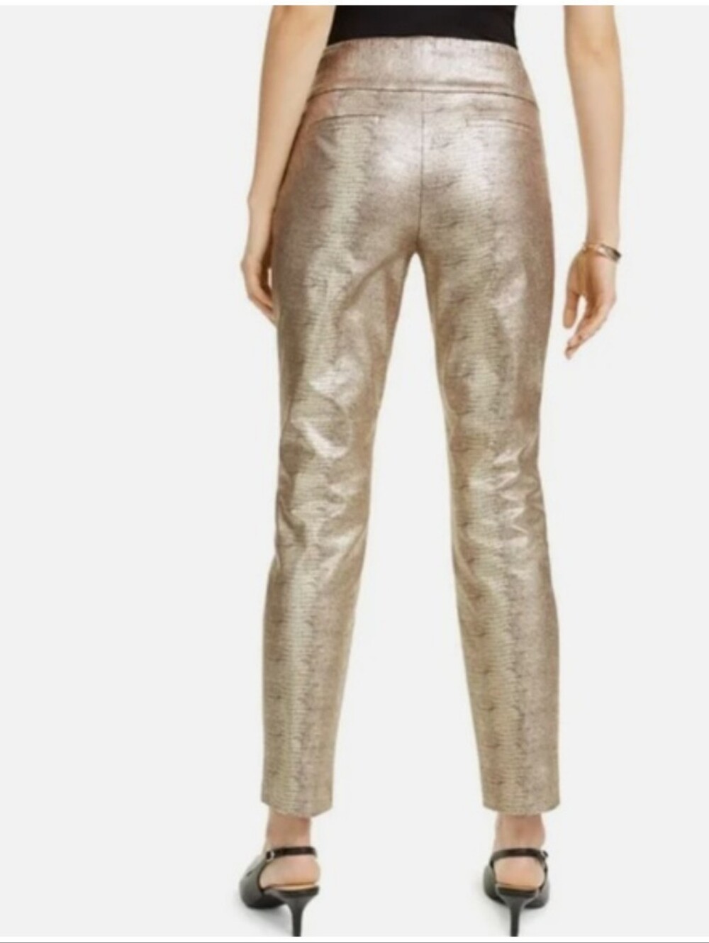Alfani Metallic Taupe Bronze Slim Trousers 4 NEW $88